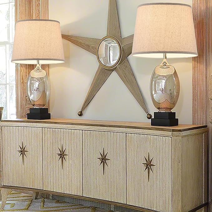 Drum Lamp Shades Larges, Modern Farmhouse Lampshades Beige - Image 9
