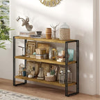 HCHQHS 3-Tier Rustic Wood and Metal Industrial Bookshelf - Image 7