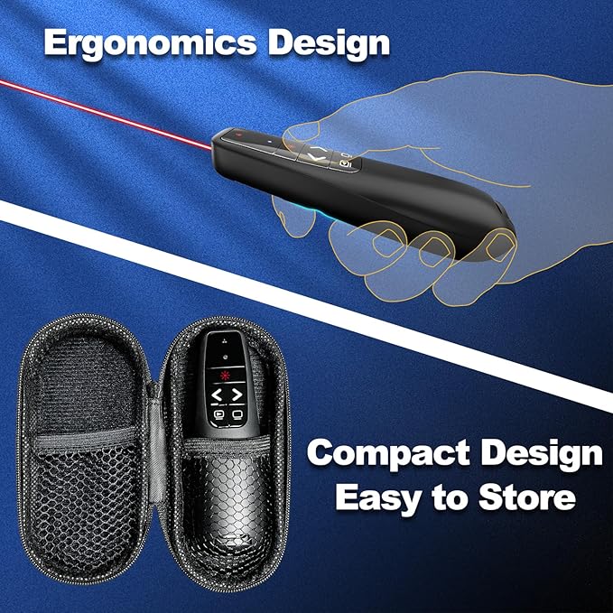 Presentation Clicker with Case Storage: Wireless Presenter Remote: Red Laser - Image 2