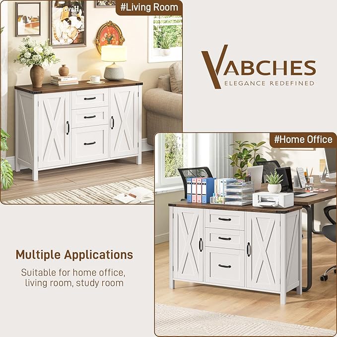 Vabches File Cabinet with 3 Drawers, Farmhouse Lateral File Cabinet Fits Files - Image 9