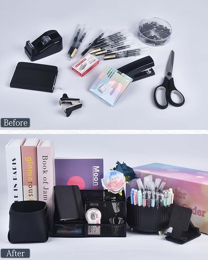 LXEVIHK 20Pcs Black Desk Organizers and Accessories - Image 7