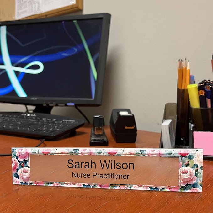 Signs ByLITA Floral Pattern Customized Nameplate | Rose Blush Personalized Full - Image 6