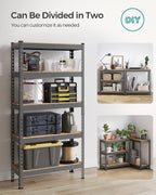 songmics 5-tier storage shelves, load 2310 lb, garage on a desk or shelf
