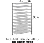 Regal Altair 24" Deep x 48" Wide x 86" Height Wire Shelving Kit | 10-Tier | NSF - Image 3