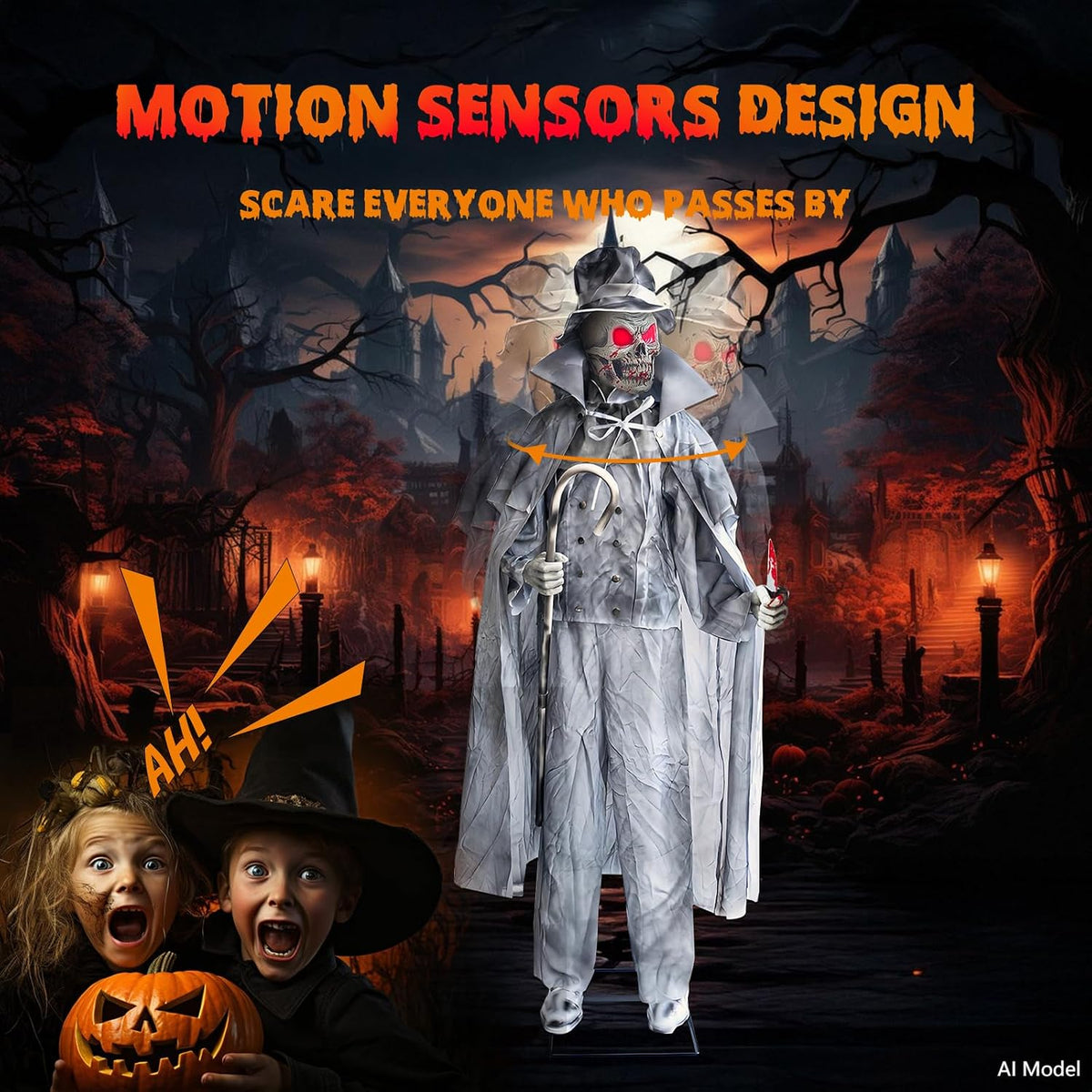 Halloween Animatronics Decorations, Gentleman Jack with Motion Activated, Sou...