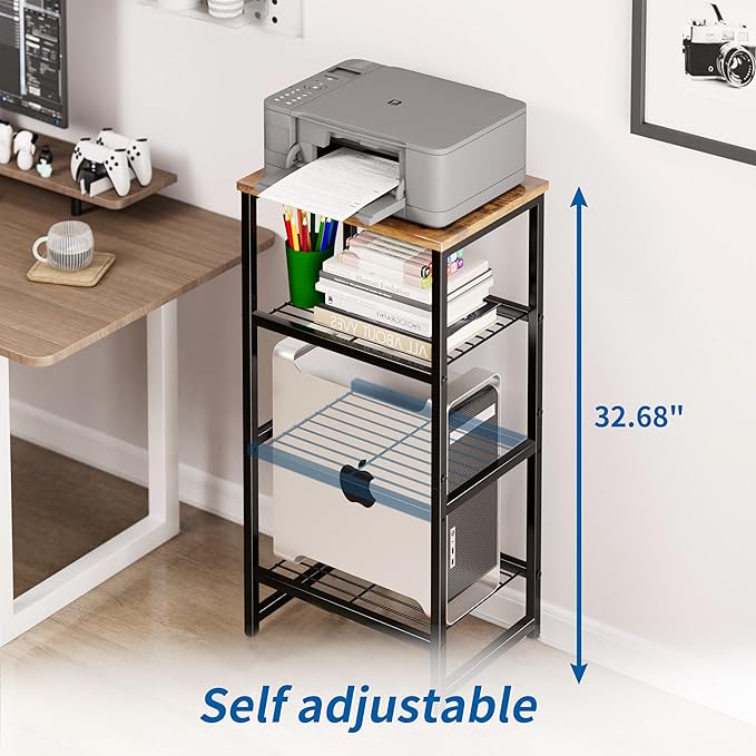 GEORIS 4 Tier Printer Stand, Spacious Floor Mount, Industrial, Printer Table - Image 2