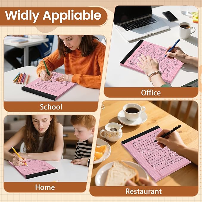 2 Pack Legal Pads 8.5 X11, College Ruled Notebook, 100 Sheets Pink Note Pad - Image 6