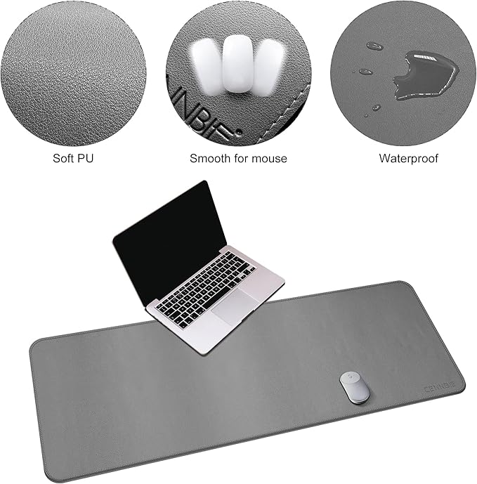 CENNBIE Leather Desk Mat, Extended Non-Slip Mouse Pad, Waterproof PU Leather - Image 3