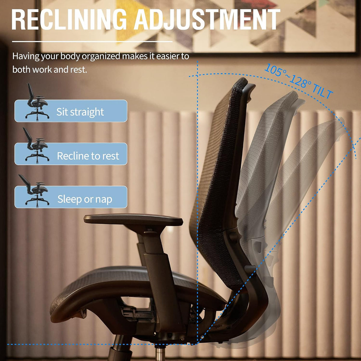 elabest ergonomic mesh office chair,comfy computer desk chair, front angle view