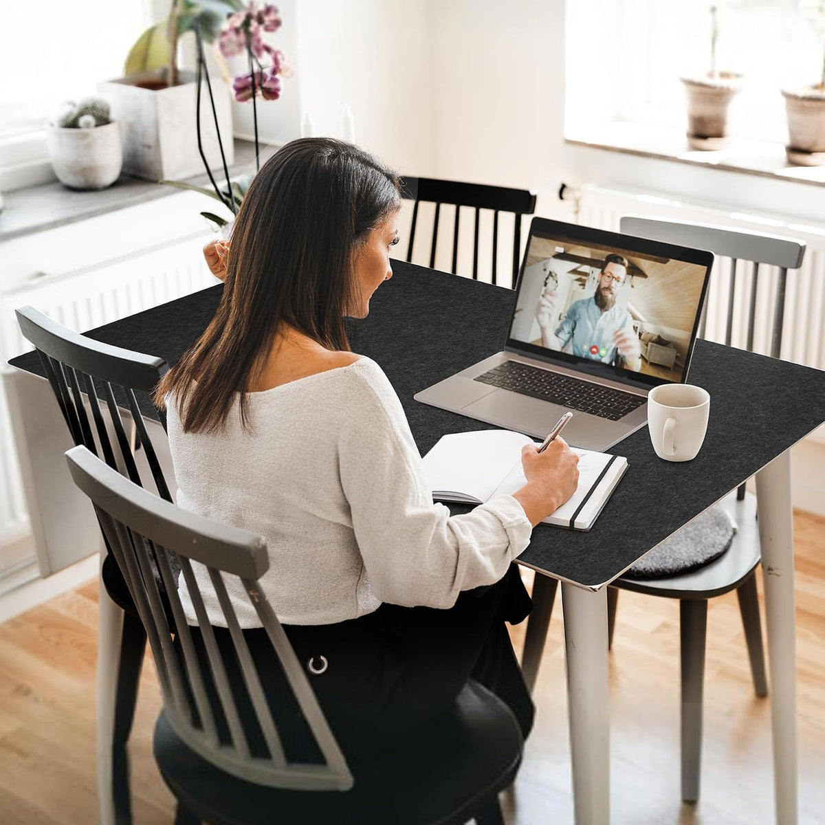 DAWNTREES Large Felt Desk Mat, 47.2"x 23.6", Desk Pad for Office an...