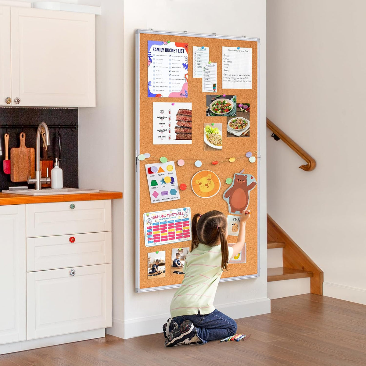 Maxtek Cork Board 48 x 36 in, Large Bulletin Board for Wall Aluminum Framed