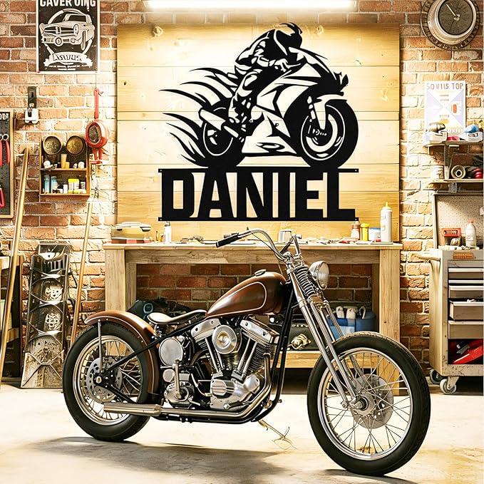 Custom Motorcycle Metal Signs Personalized Dirt Biker Name Sign Custom Garage - Image 2