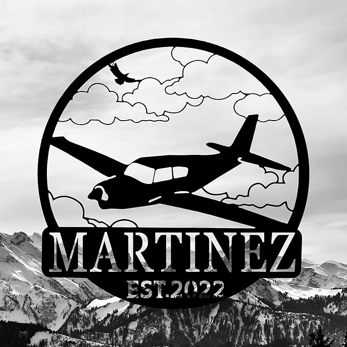 Personalized Metal Airplane Wall Art, Airplane Name Sign, Customized Pilot Name - Image 2