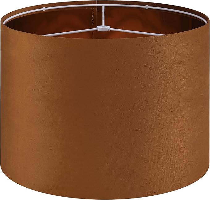 GO&SO Large Lampshade Replacement, Burnt Orange Velvet Drum Lamp Shades Set of by GOSO
