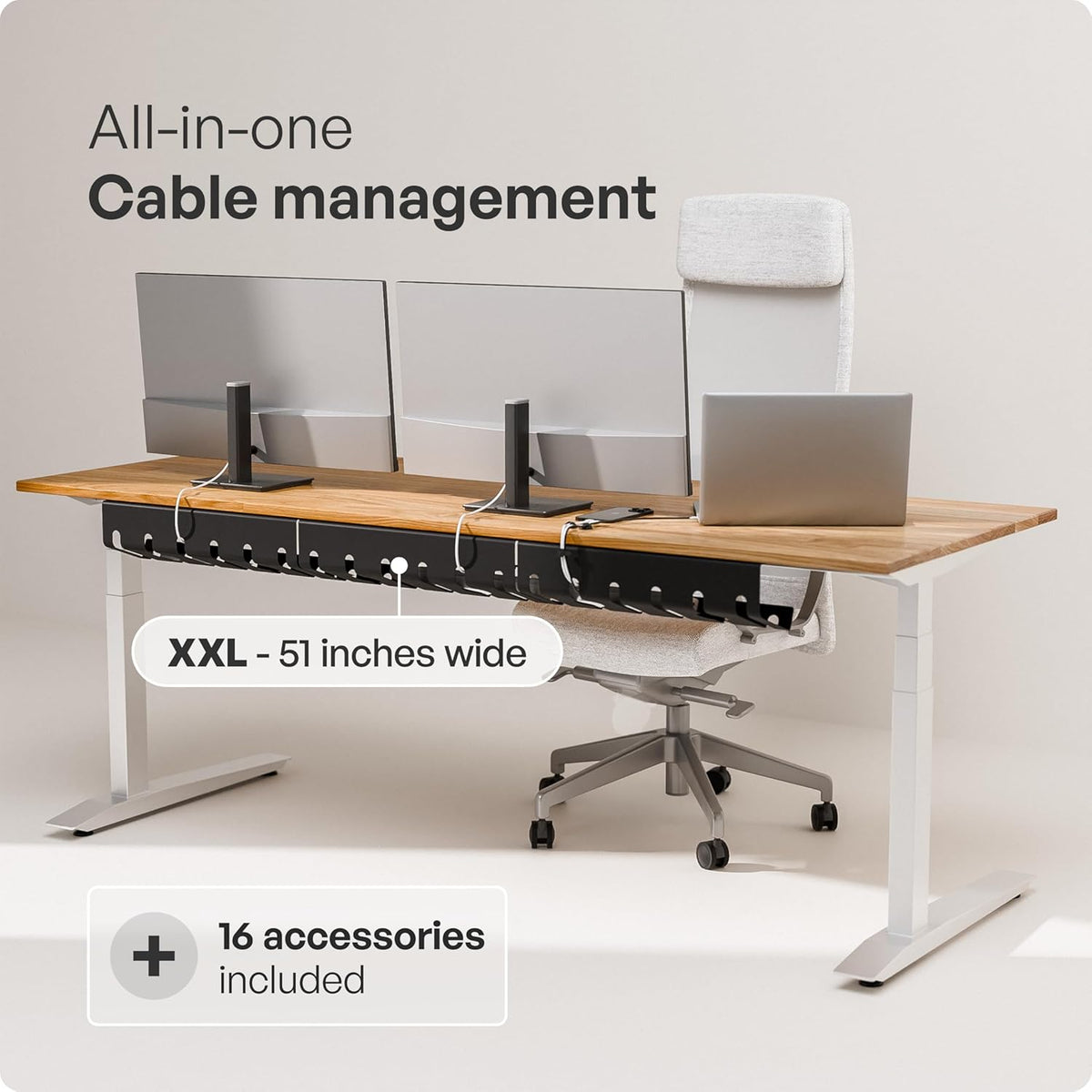 PAMO Cable Management Under Desk, Set of 3 - Black