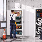 metal garage storage cabinet, durable metal storage solution shown in use