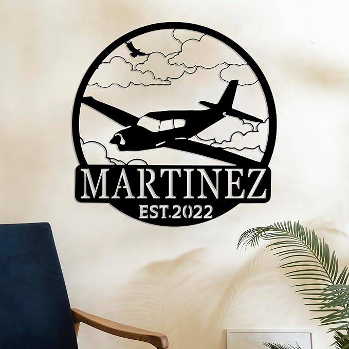 Personalized Metal Airplane Wall Art, Airplane Name Sign, Customized Pilot Name - Image 6