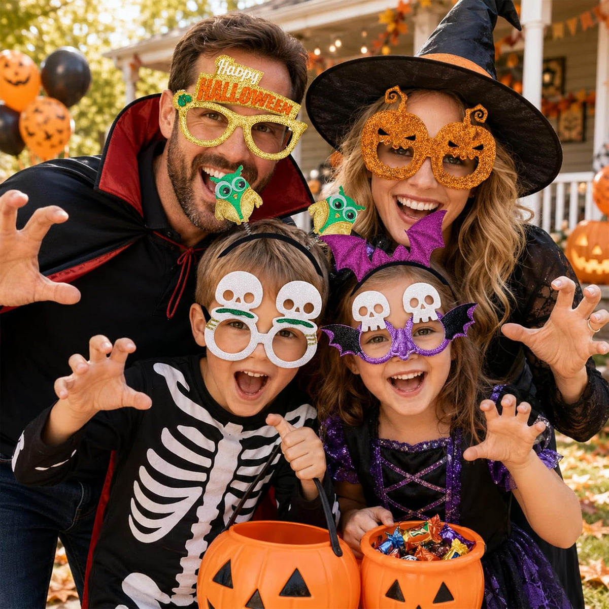 MGparty 24PCS Halloween Headbands and Glasses Frame Set Party Favor
