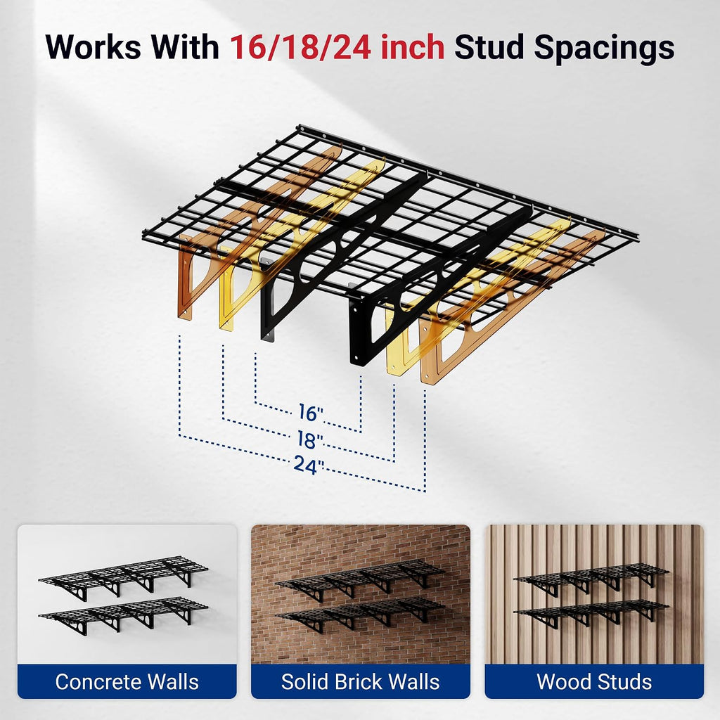 fleximounts 2-pack 2x6ft garage shelving 24-inch-by-72-inch heavy duty, side view