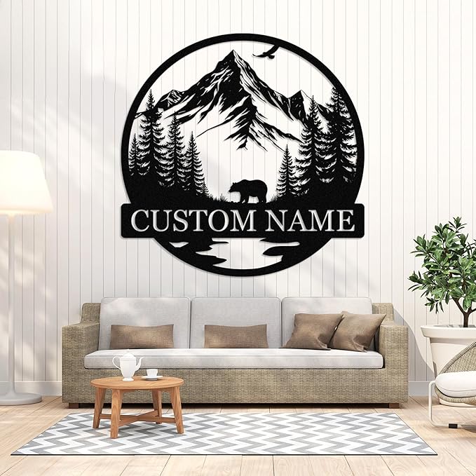 Dyoart Personalized Bear Metal Cabin Sign | Custom Signs Outdoor Metal | Cabin - Image 3