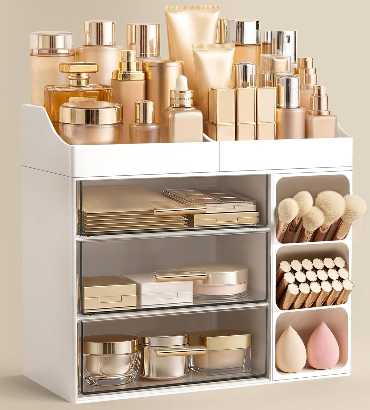 HBlife Makeup Organizer Countertop with Brush Holder, Large Bathroom Counter ...