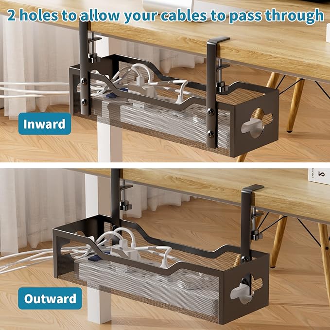 Under Desk Cable Management Tray 3 Pack, Cable Management Under Desk No Drill - Image 4