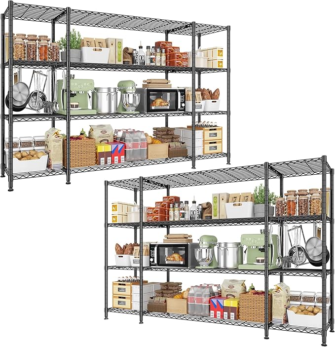 REIBII 78.4" W Storage Shelves Load 1500LBS, Metal Shelving 4-Tier Wire by REIBII