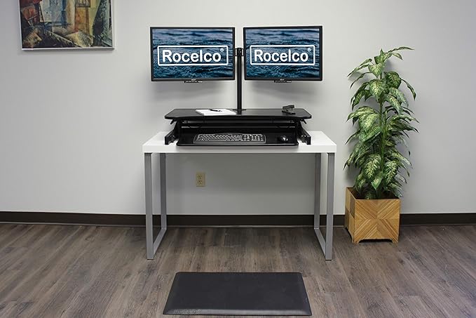 Rocelco 37.5" Deluxe Height Adjustable Standing Desk Converter - Image 7