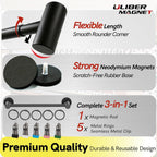 ULIBERMAGNET Magnetic Classroom Whiteboard Bar, Flip Calendar Holder with 5 Hanging Rings & 5 Clips, Magnetic Adjustable Length Anchor Chart Rack for Whiteboard, Office, Classroom, Lesson Plans