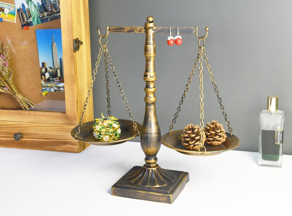 Owlgift Set of 2 Vintage Metal Libra Jewelry Towers Display Cosmetic Organize...