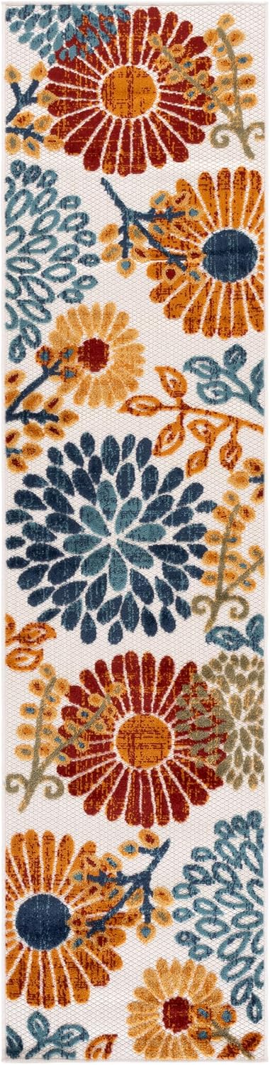 safavieh cabana outdoor runner rug 2'x6', modern cream, close-up detail