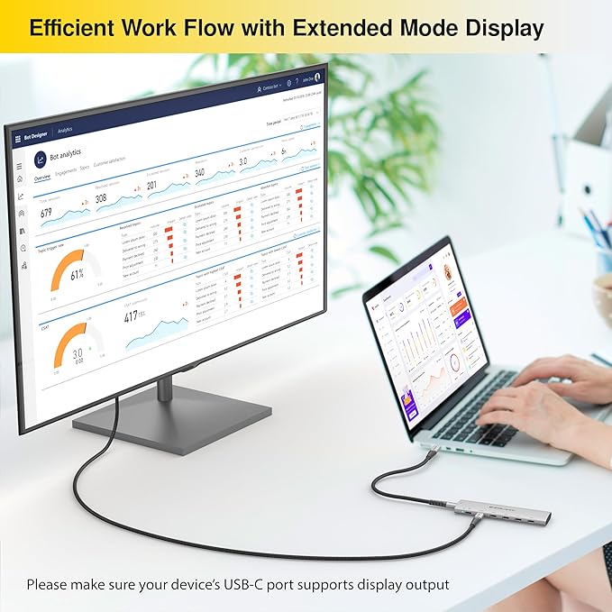 EZQuest USB-C Slim Gen 2 Hub Adapter 6-in-1 1 USB-C 4K/60Hz Video, 4 USB-C Gen - Image 6