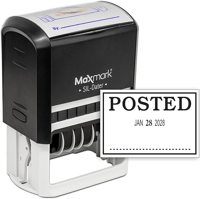 MaxMark Large Self-Inking Rubber Date Office Stamp by Maxmark