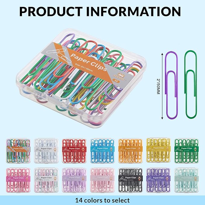 NEEWAY Colorful Large Paper Clips, 2 Inch Jumbo Paper Clips, 3 Pack of 50 - Image 2