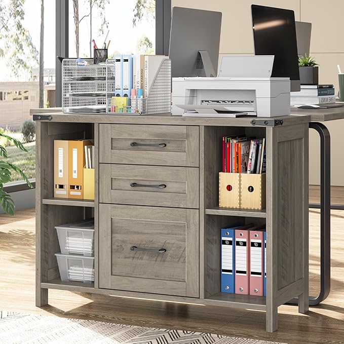Vabches File Cabinet with 3 Drawers, Farmhouse Lateral File Cabinet Fits Files - Image 3