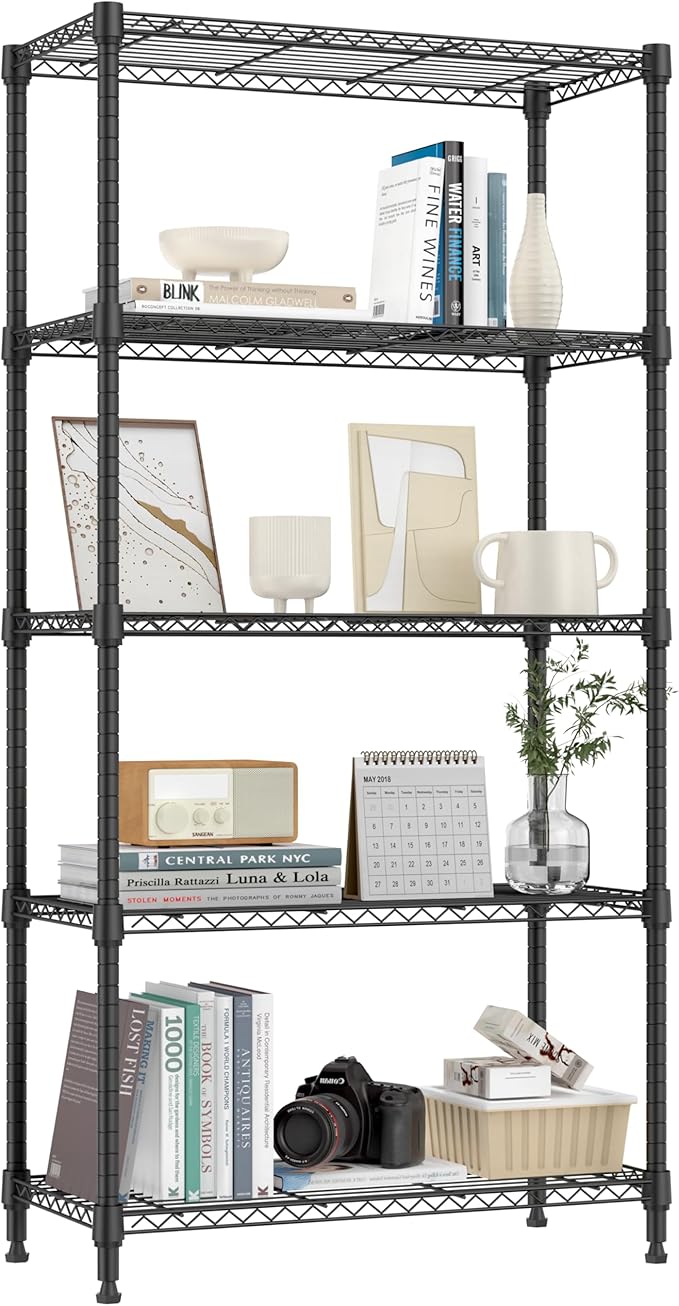 M MZG 1250 lbs 5 Tier Shelf Metal Storage Shelves Shelving Wire Rack Heavy Duty by MEIGAOPLASTICANDMETALHKCOLIMITED