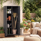 giantex 62” tall outdoor wicker storage cabinet with, front angle view