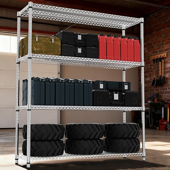M MZG 4 Tiers Shelf 2640 lbs Steel Storage Shelving Utility Shelving Unit Steel - Image 2