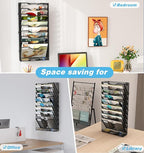 Solinxe 10 Tier Wall File Organizer, Vertical Mesh Paper Mail Organizer Wall - Image 7