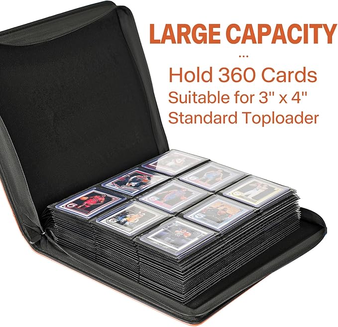 Sibonic 9 Pocket TopLoader Binder, Holds 360 3”x4” Toploader Hard Cases - Image 4
