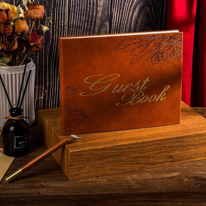 Leather Wedding Guest Book, Visitor Log Guest Book - Image 4