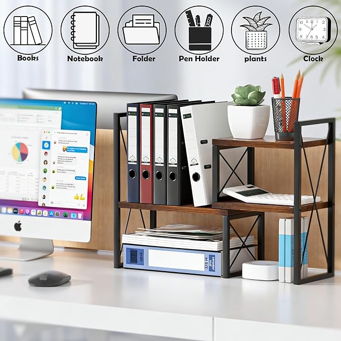 Yelinkws Desktop Shelf Organizer, Small Bookshelf - Image 3