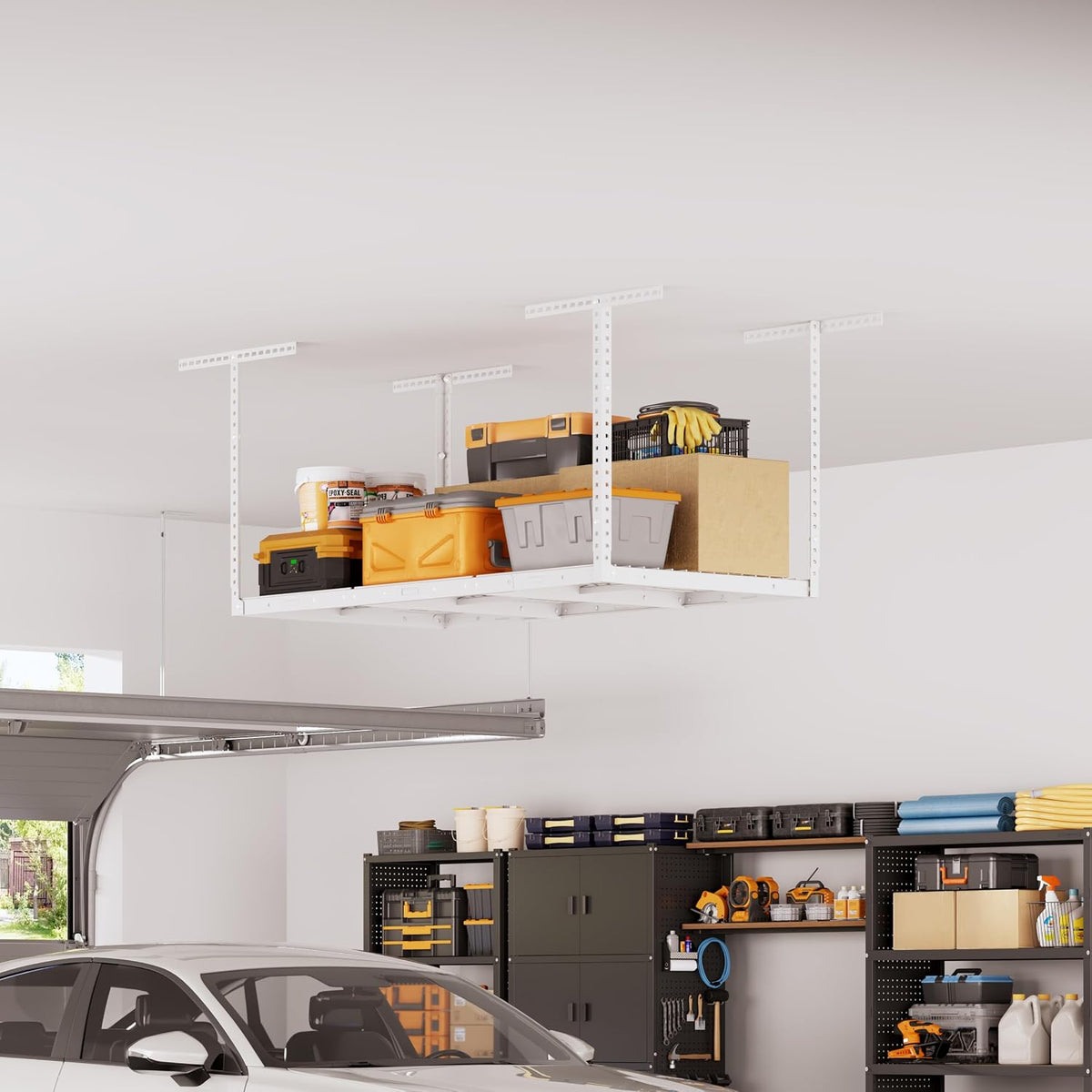 3x6ft overhead ceiling garage storage rack, 450lbs capacity, main product view