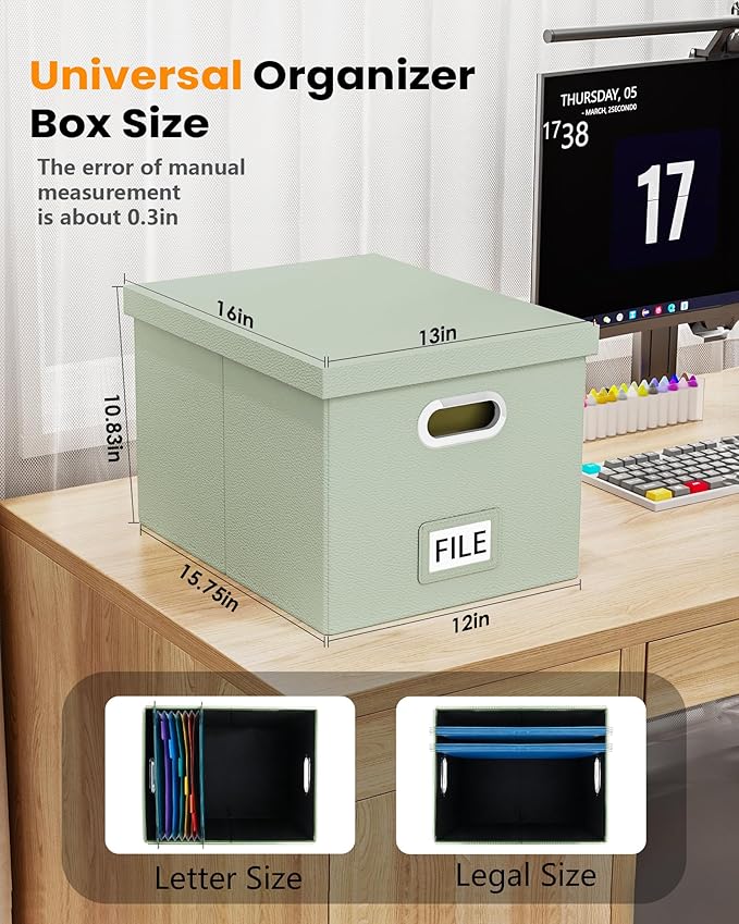 2 Pack File Storage Organizer, Portable File Box - Image 3