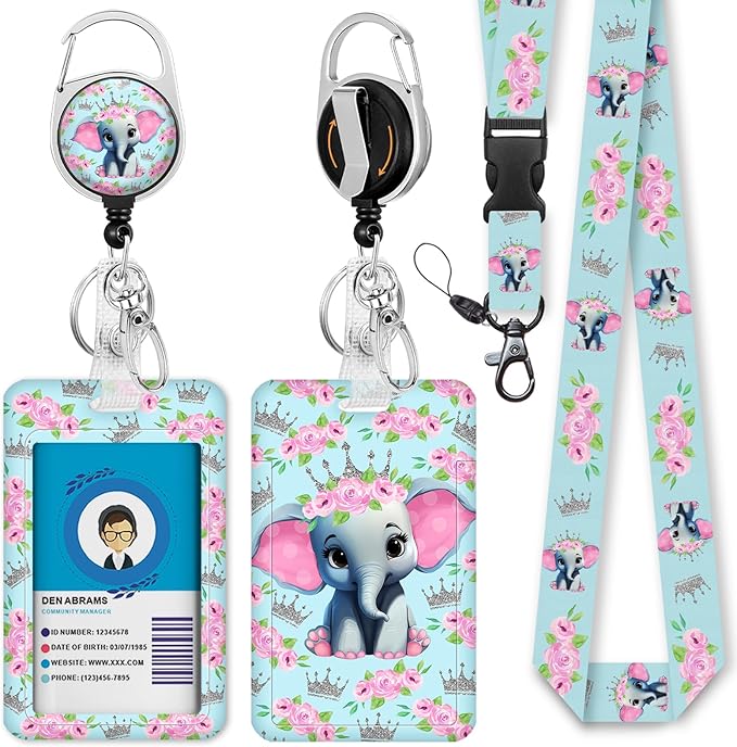 Giancomics Cute Flower Elephant ID Badge Holder by Giancomics