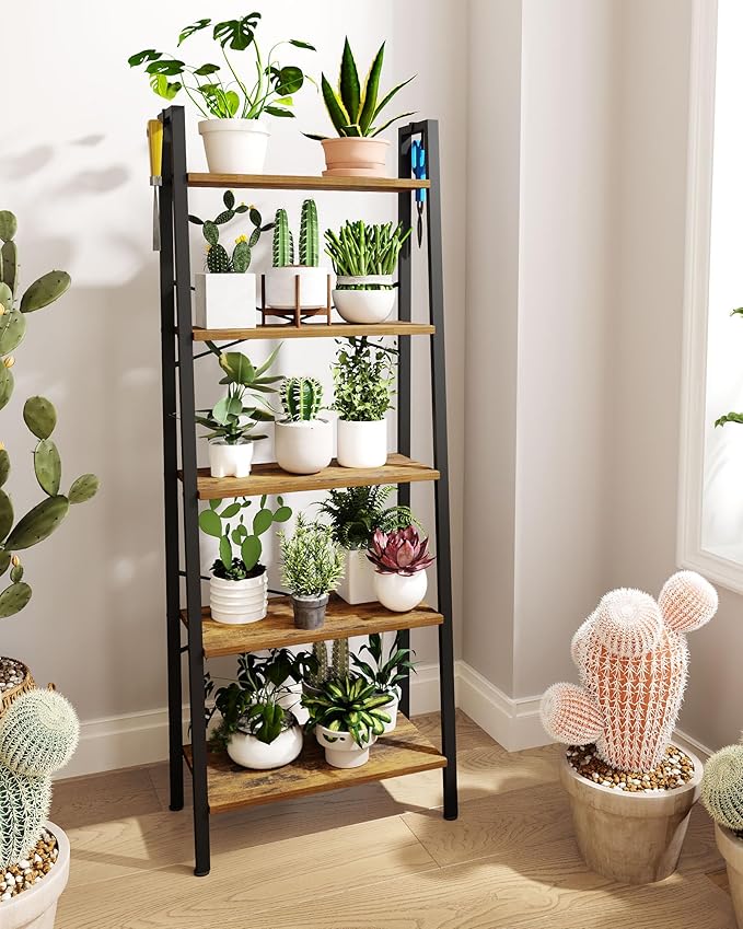 Hzuaneri Ladder Shelf, Bookshelf Bookcase, Freestanding Corner Storage Shelve - Image 5