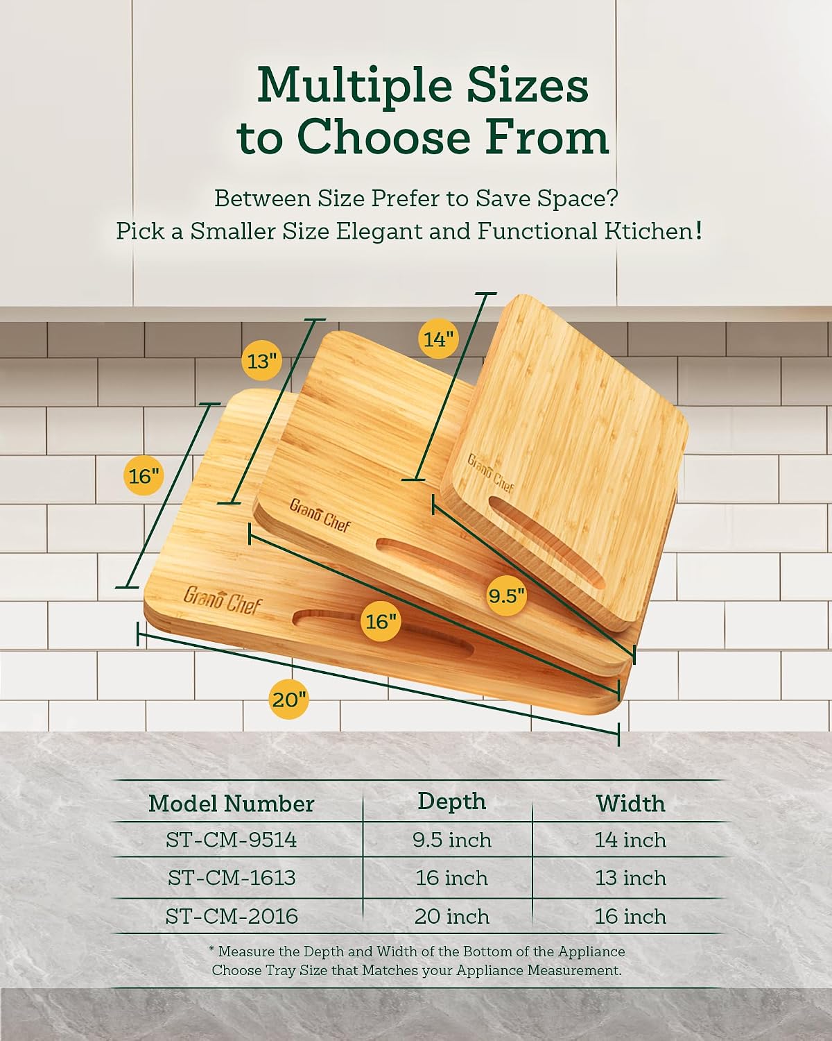 Bamboo Appliance Slider, Sliding Tray for Coffee Maker, Kitchen Countertop Ap...