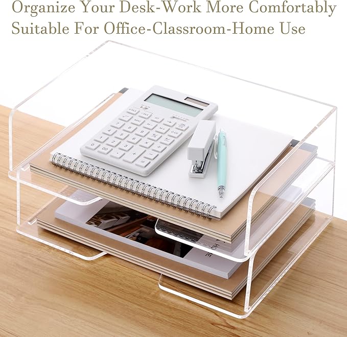 HeZone Acrylic Paper Tray Desk Organizers and Office Suplies Document Storage - Image 5