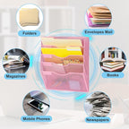 EASEPRES Magnetic 5 Pocket Mesh Hanging File Organizer, Wall Mounted Mail Paper - Image 4