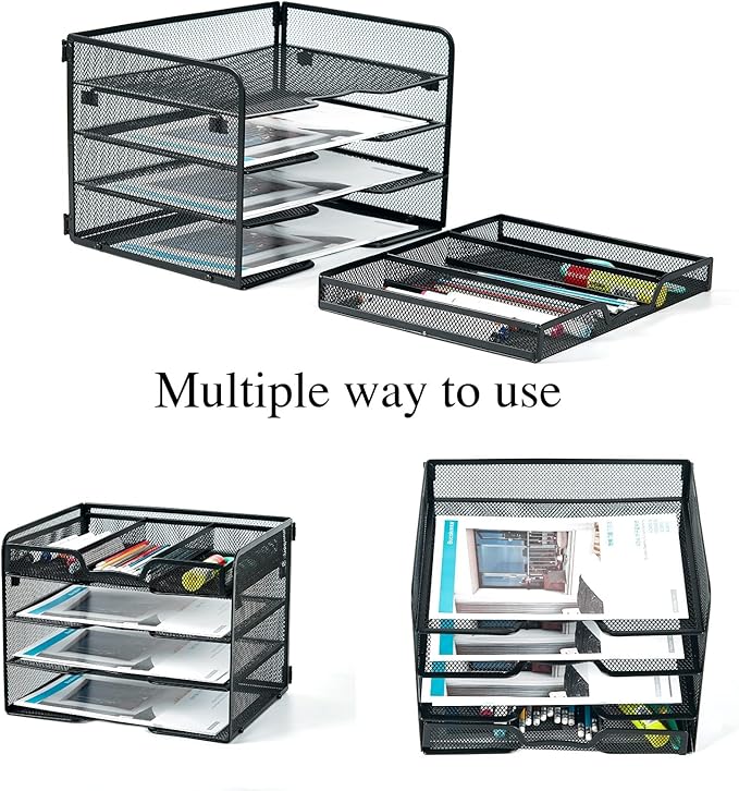 SETTFRFE 4 Tier Mesh Paper Letter Tray, Desk File Organizer - Image 2